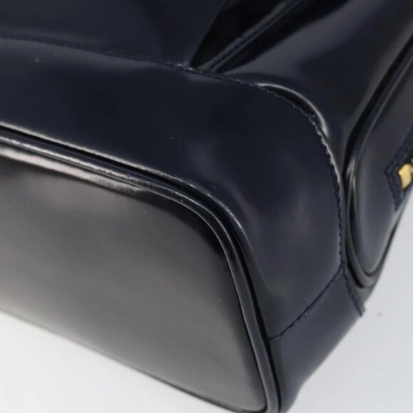 GUCCI Bamboo Shoulder Bag Patent leather Navy Gold - Picture 14 of 16